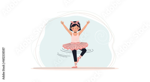 Graceful Ballet Dancer Spins with Joyful Exuberance On Stage In Pink Tutu