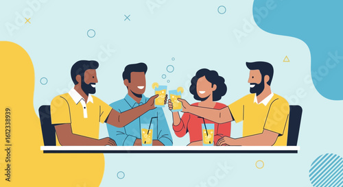 Group Of Friends Celebrating Together With Refreshing Drinks At A Gathering