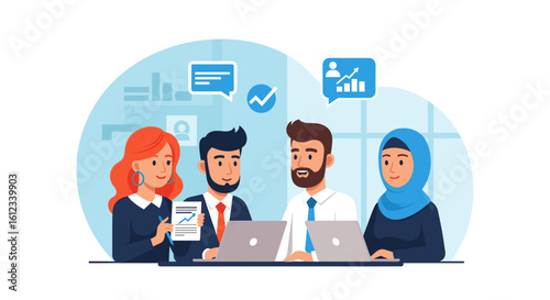 Wallpaper Mural Diverse business team collaborating on project, ideal for website landing page or presentation. Torontodigital.ca