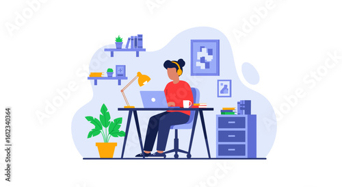 Person working from home on laptop, ideal for blog posts about remote work or productivity.