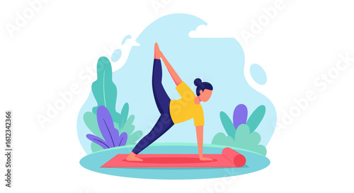 Wallpaper Mural Woman practicing yoga outdoors, perfect for wellness websites or brochures. Torontodigital.ca