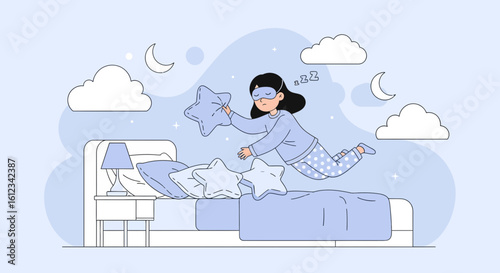 Dreaming in lavender: A whimsical journey to a peaceful night's sleep illustration