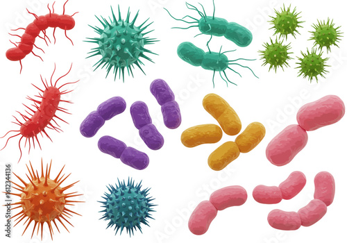 Vibrant collection showcasing diverse microscopic organisms with scientific detail and medical relevance, perfect for health and biology communications.