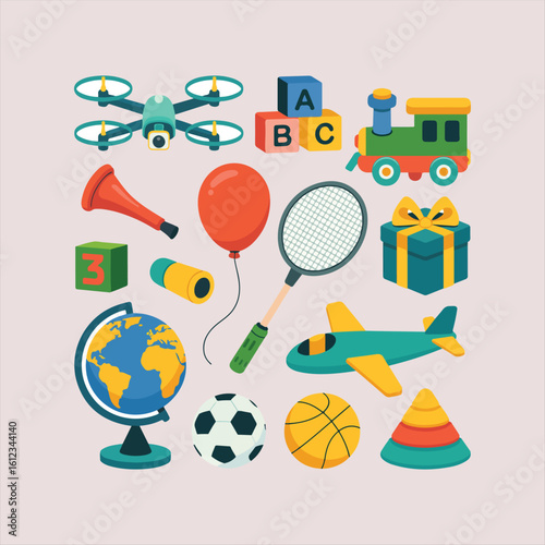 big collection of different objects isolated on white background