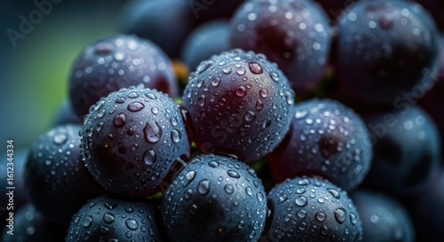 Wallpaper Mural Close up of dark purple grapes covered in water droplets Torontodigital.ca