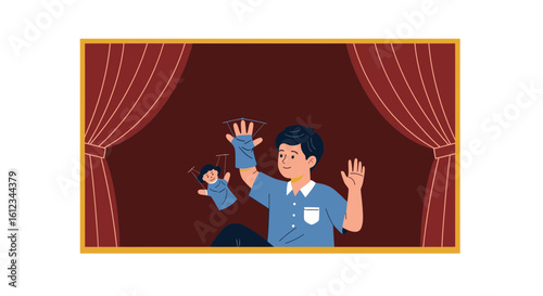 Entertaining Puppet Show Performance By Talented Puppeteer Artist On Stage