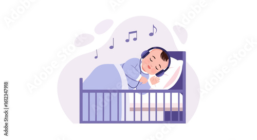 Baby Enjoys Music While Sleeping Soundly In The Crib Nursery Dreams