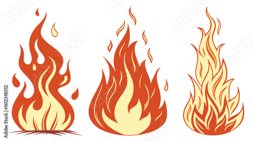Illustration of fire flames burning hot with orange and yellow color for design and decoration element