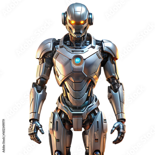 Futuristic robot isolated on transparent background PNG icon isolated with transparent background