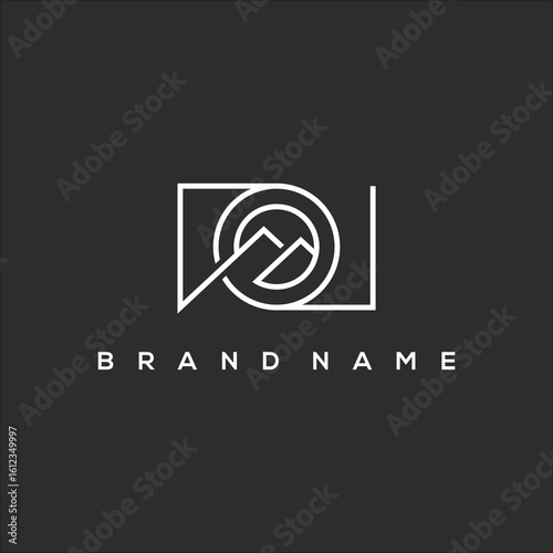 line art camera with mountain logo vector