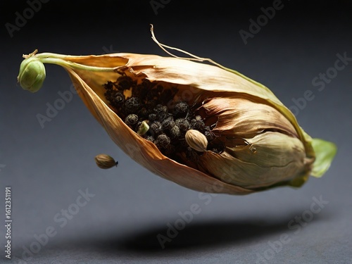 Plants with thrown seeds background 
