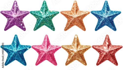 Set of shiny stars isolated on a transparent background for decoration concepts