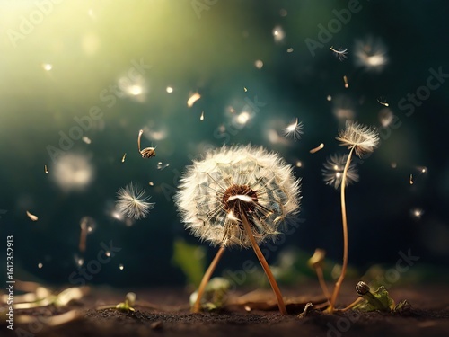 dandelion on black background