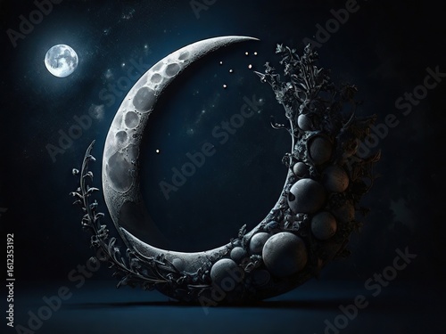 round frame on black background