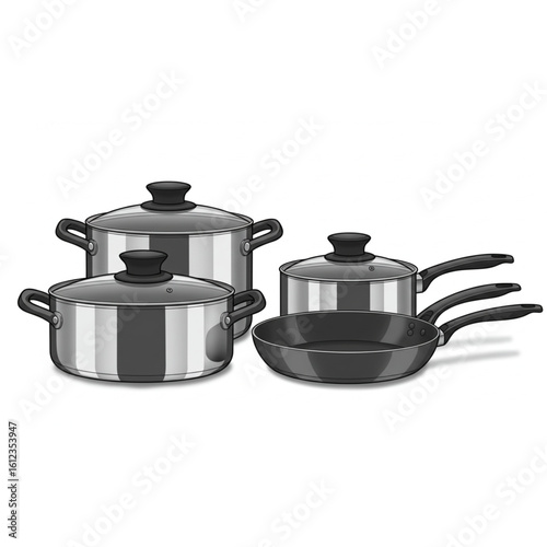 Essential stainless steel cookware set for modern kitchens, perfect for culinary creations and home cooking.