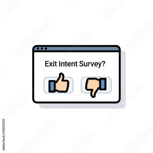 Web browser window displaying an exit intent survey with like/dislike options.