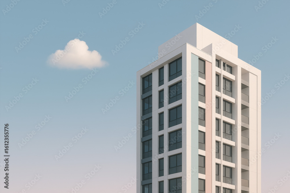 Fototapeta premium Minimalist Cityscape with Modern High-Rise