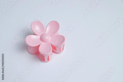 Pink flower comb, hair accessory, plastic claw