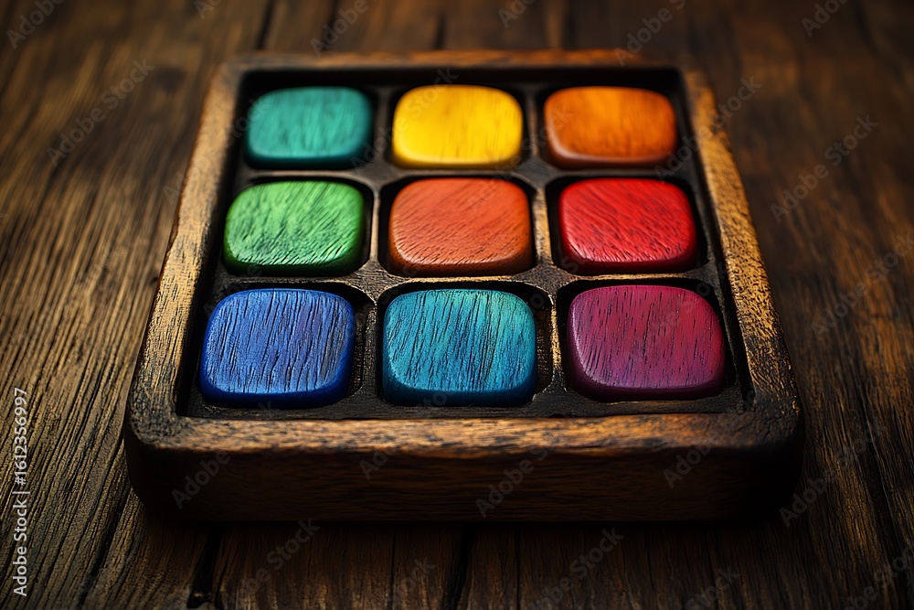 Naklejka premium Wooden Colorful Puzzle Tray.