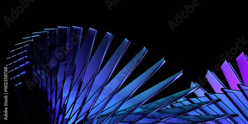 Fototapeta Naklejka Na Ścianę i Meble -  Futuristic glass structure on black background, 3d render