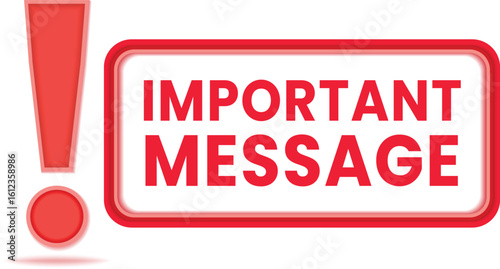 Schilderij op canvas Important Message Red Bubble Shape For Notification Warning Urgent Information A