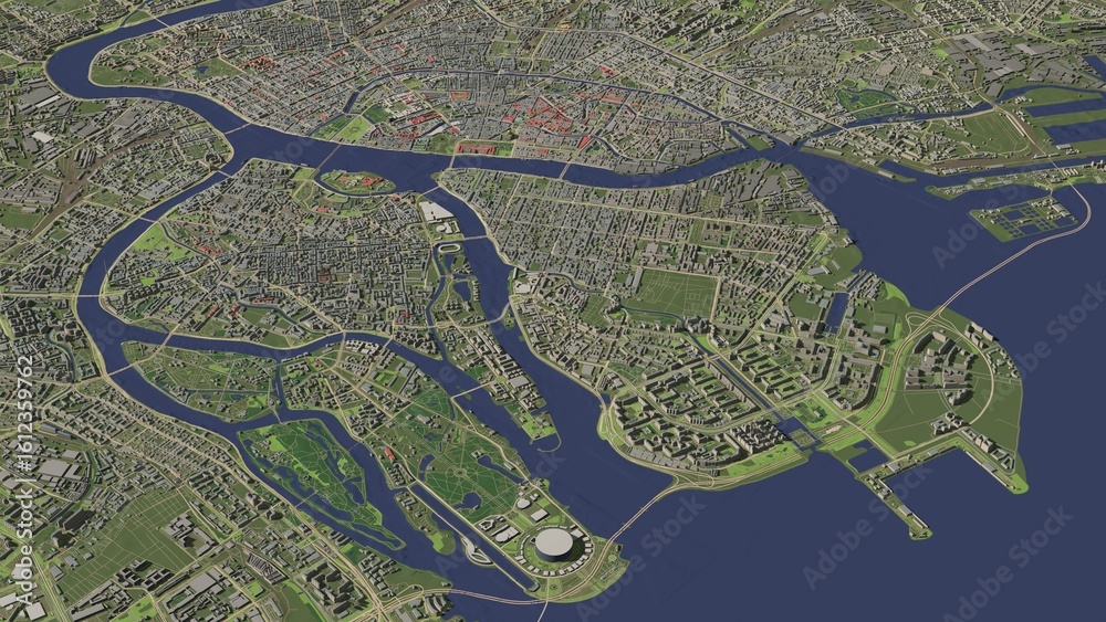 Fototapeta premium 3D illustration of city and urban in Saint Petersburg Russia