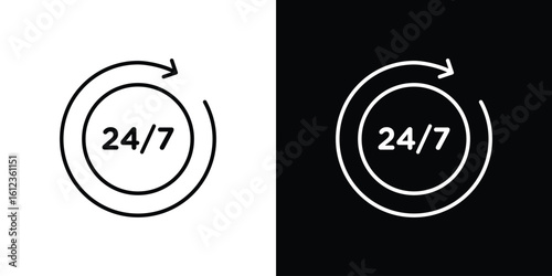 24 7 icon. linear style sign for mobile concept and web design.