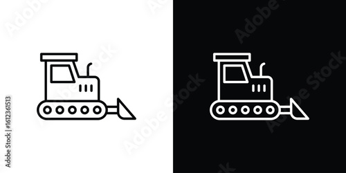 Bulldozer icon. linear style sign for mobile concept and web design.
