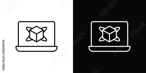 Computer simulation icon. linear style sign for mobile concept and web design.