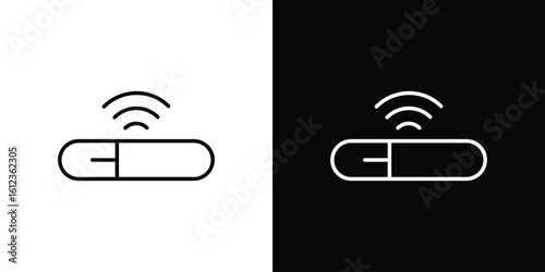 Dog microchip icon. linear style sign for mobile concept and web design.