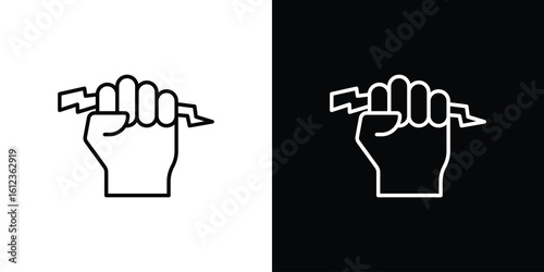 Hand with Power icon. linear style sign for mobile concept and web design.