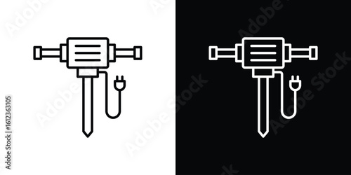 Hydraulic breaker icon. linear style sign for mobile concept and web design.