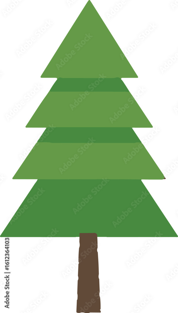 Fototapeta premium Simple green pine tree isolated vector illustration