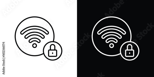 Wifi security icon. linear style sign for mobile concept and web design.