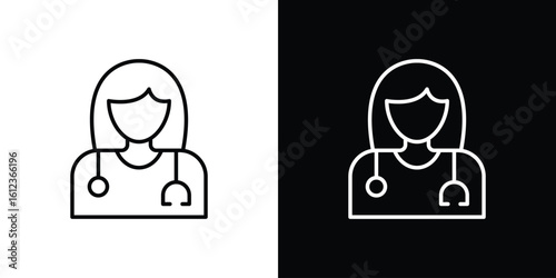 Woman Doctor icon. linear style sign for mobile concept and web design.