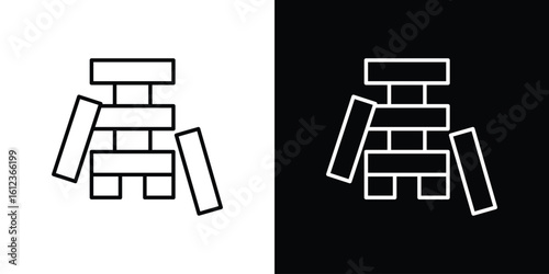 Wooden block icon. linear style sign for mobile concept and web design.