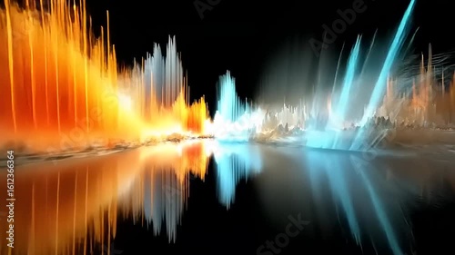 Abstract Digital Landscape:  Fiery and Icy Reflections