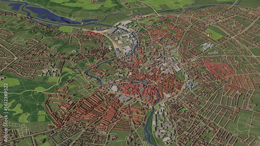 Fototapeta premium 3D illustration of city and urban in Norwich England