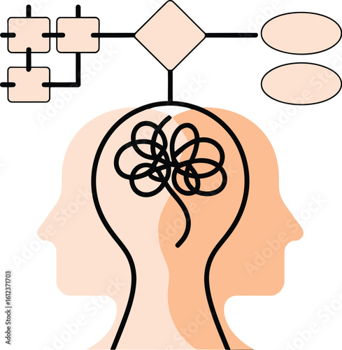 Problem solving process with mind map and logical thinking for business strategy