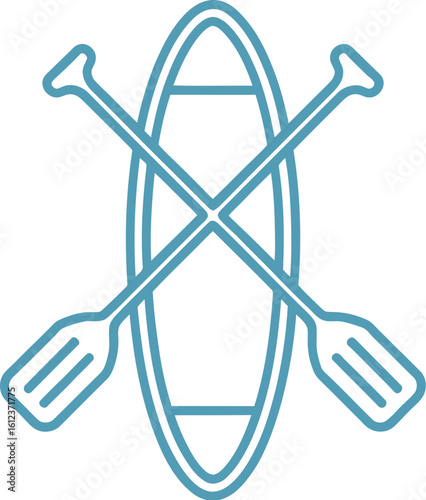 Adventure awaits with this sleek canoe and paddle icon, perfect for outdoor branding.