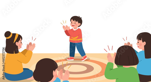 Joyful Performance Welcomed By Eager Audience At Child's Class Presentation