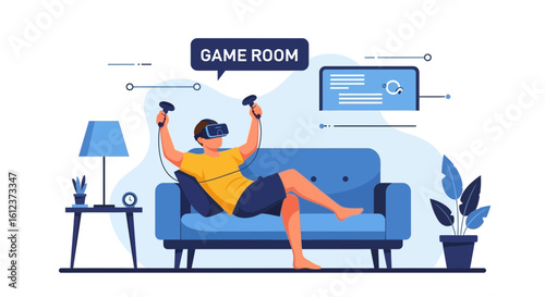 Immersive Virtual Reality Gaming Session At Home For Ultimate Entertainment Experience