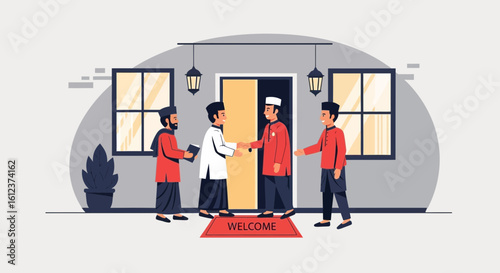 Muslims Welcoming Guests At Home In Celebration Of Eid Mubarak Festivities