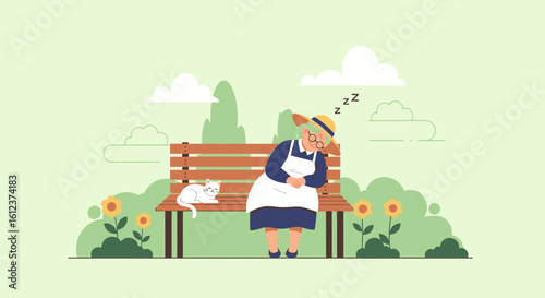 Naptime In The Park Senior Woman Enjoying Rest On A Summer Day