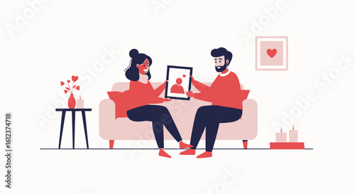 Loving Couple Enjoying a Heartfelt Moment While Sitting Comfortably at Home