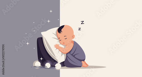 Peaceful Slumber Baby Boy Sleeping On A Pillow Day And Night Calm Dream