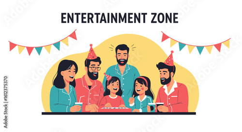 Joyful Family Celebrates Special Occasion In Home Environment With Fun