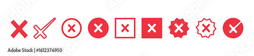 Red cross x vector icon. Red wrong mark. No wrong symbol. Delete sign. delete, vote sign. Vector illustration.
