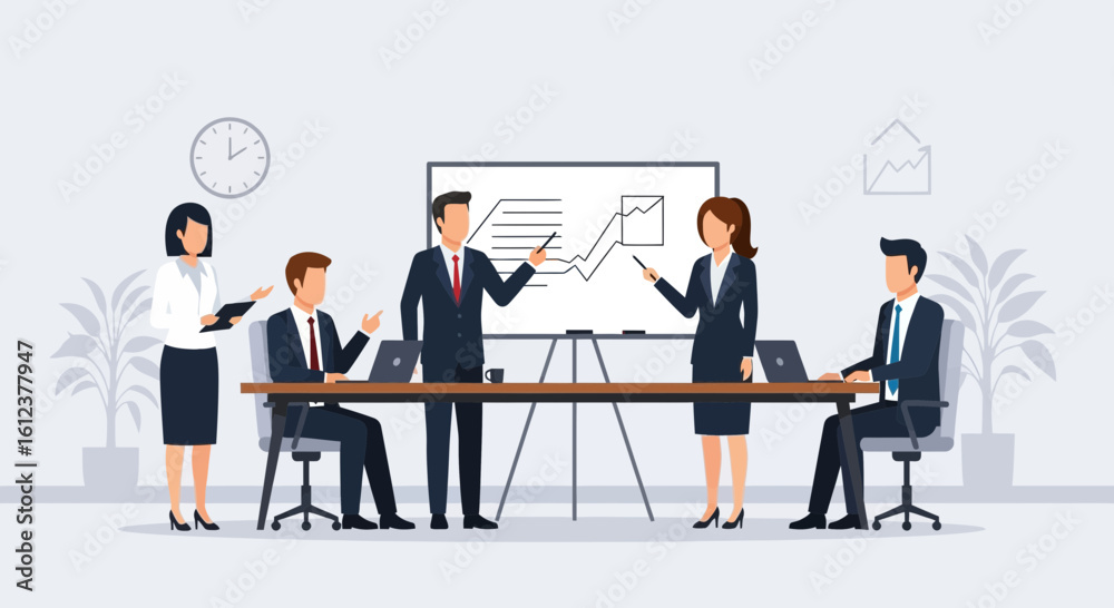 Fototapeta premium Presentation Of Data Analysis By Professional Team To Improve Company Growth