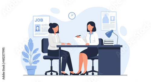 Professional Job Interview Or Meeting Between Two Women In Office Setting